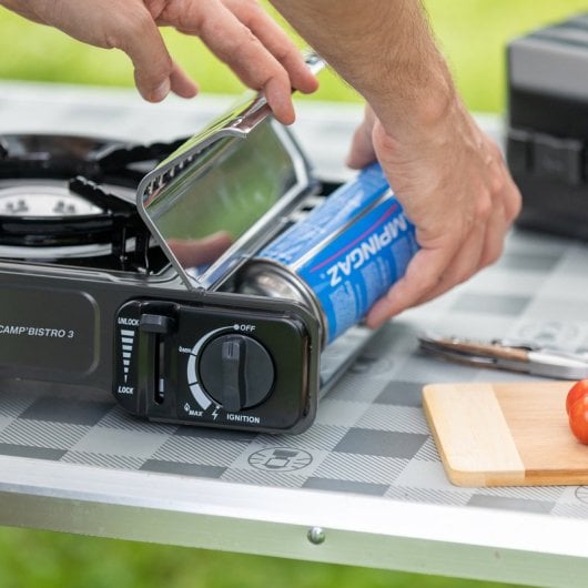 Campingaz Camp'Bistro 3-Brenner-Grill, 2200 W, funktioniert mit CP250-Gaskartusche, schwarz
