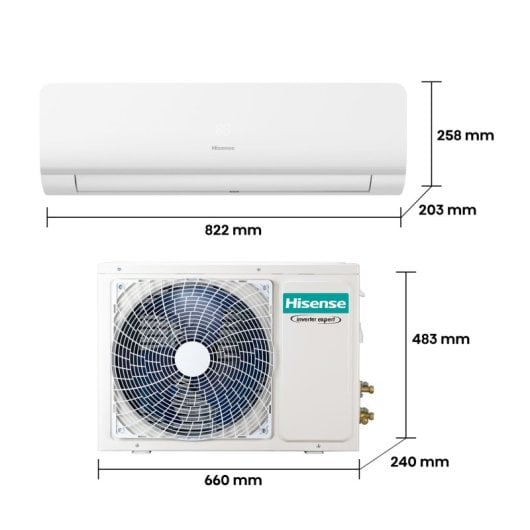 Hisense KC25YR03G Aire Acondicionado Split 1x1 Inverter Con Bomba De Calor 2.236 Frigorías