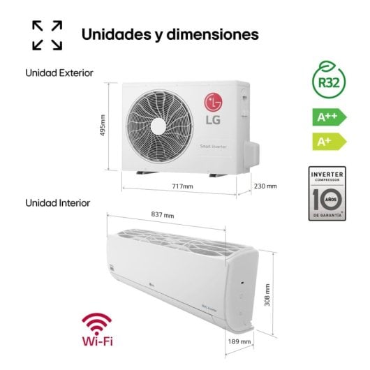 LG REPLACE09X.SET Aire acondicionado Split 1x1 Inverter Con Bomba De Calor 2.150 Frigorías