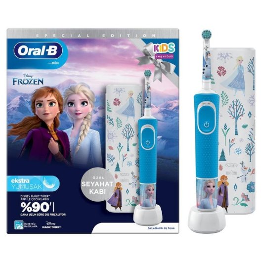 kinderzahnbürste Elektrisch Oral-B Vitality Pro Frozen 2 Modi 1 Bürstenkopf Timer Reiseetui