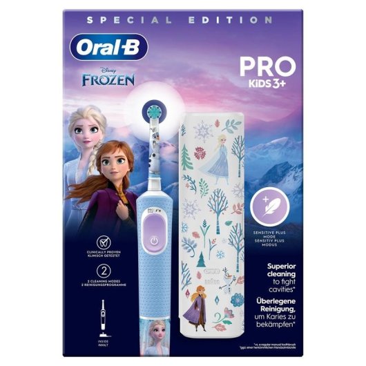 kinderzahnbürste Elektrisch Oral-B Vitality Pro Frozen 2 Modi 1 Bürstenkopf Timer Reiseetui