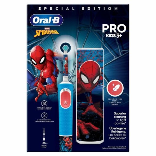 kinderzahnbürste Oszillierende Oral-B Vitality Pro Kids Spiderman 3 Modi 1 Bürstenkopf Timer Etui