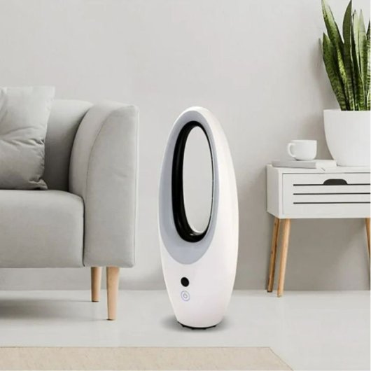 Ventilador de torre sem pás Emerio TFN122500 com 3 velocidades, LED, comando à distância, branco