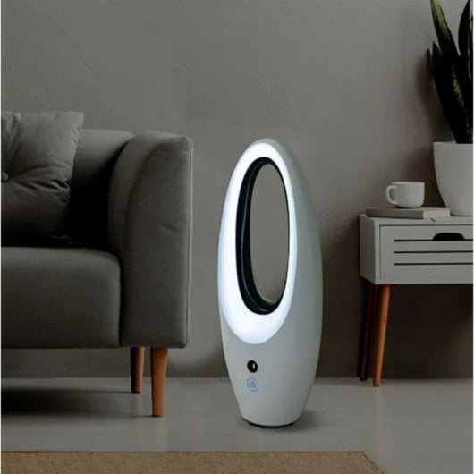 Ventilador de torre sem pás Emerio TFN122500 com 3 velocidades, LED, comando à distância, branco