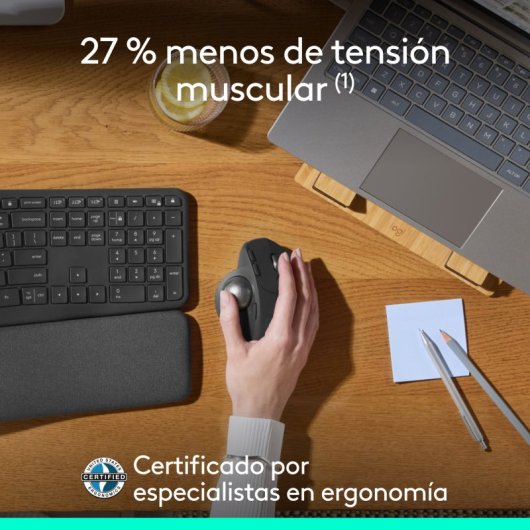 Logitech MX Ergo S Ratón Inalámbrico Bluetooth Trackball 2000 DPI Grafito