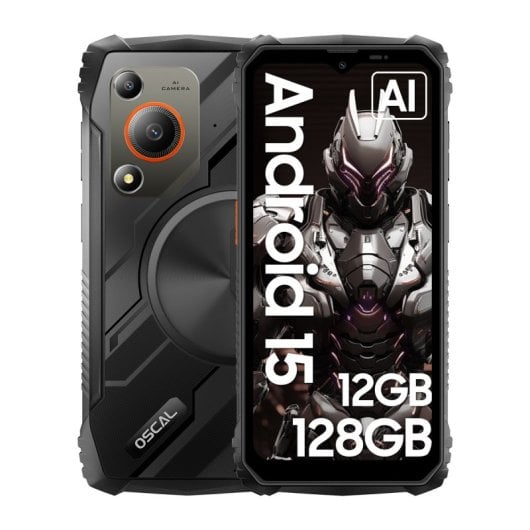 Smartphone robusto OSCAL Marine 1 da 6,56" 4 GB/128 GB Dual SIM 5100 mAh Android 15 Nero