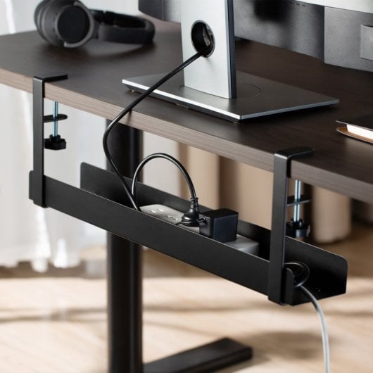 Table de bureau avec plateau à câbles Ewent EW1548, noire