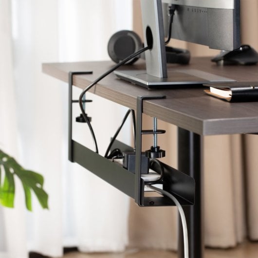 Table de bureau avec plateau à câbles Ewent EW1548, noire