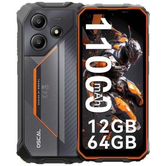 Smartphone robusto OSCAL Marine 2 da 6,56" 4 GB/64 GB Dual SIM NFC 11000 mAh 18 W Android 15 Arancione