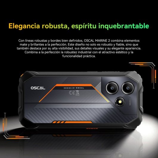 OSCAL Marine 2 Smartphone Robusto 6.56" 8GB/256GB Dual SIM NFC 11000mAh 18W Android 15 Naranja