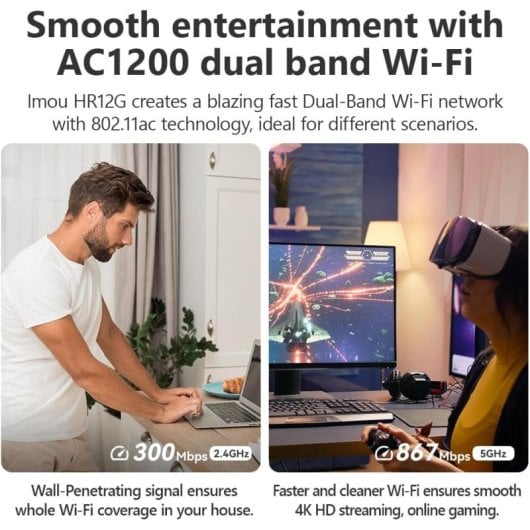 Imou HR12G Router WiFi Doble Banda AC1200 Gigabit