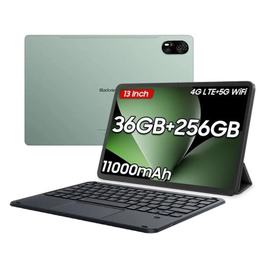 Blackview Mega 8 4G 13" FHD+ IPS 12GB/256GB Android 15 Verde + Teclado Bluetooth QWERTY Inglés