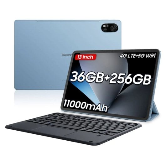 Blackview Mega 8 4G 13" FHD+ IPS 12GB/256GB Android 15 Azul + Teclado Bluetooth QWERTY Inglés