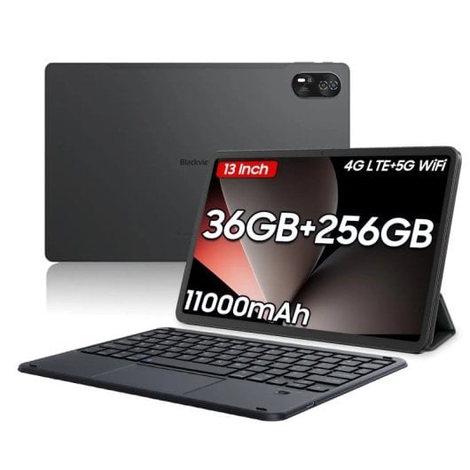 Blackview Mega 8 4G 13" FHD+ IPS 12GB/256GB Android 15 Gris + Teclado Bluetooth QWERTY Inglés