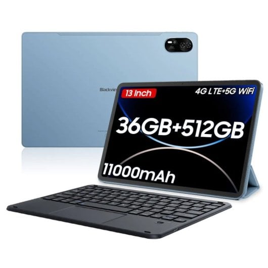 Blackview Mega 8 4G 13" FHD+ IPS 12GB/512GB Android 15 Azul + Teclado Bluetooth Inglés