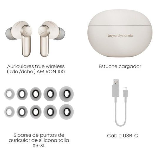 Casque Bluetooth à réduction de bruit active Beyerdynamic Amiron 100, couleur crème