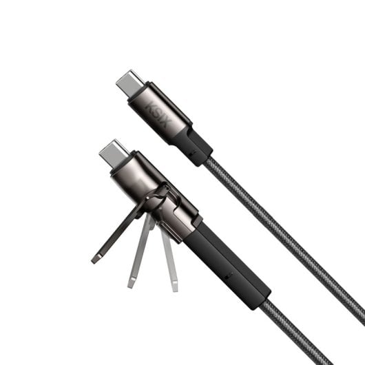 Ksix Cable de Carga Ultra Rápida y Datos 60W USB-C/USB-C Trenzado 1m Negro