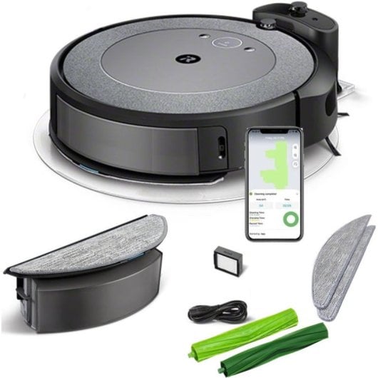 iRobot Roomba Combo i5 Robot Aspirador Friegasuelos Negro + Set Rodillos Goma P/serie E5-i7 4624870