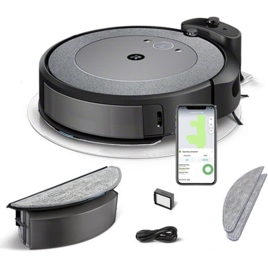 iRobot Roomba Combo i5 Robot Aspirador Friegasuelos Negro + Set Rodillos Goma P/serie E5-i7 4624870