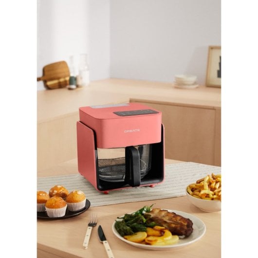 Create Mist Freidora De Aire De Cristal Con Vaporizador 4.2L Rosa