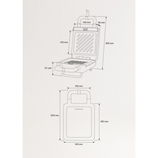 Create Stone Studio Sandwichera Grill Y Gofrera Placas Intercambiables Blanco Roto