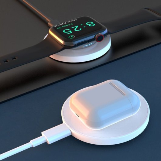Contact Base de Carga Inalámbrica para Anillo de Carga Rápida 15W Cable USB/USB-C Blanco