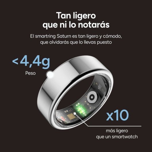Ksix Saturn Anillo Inteligente, Talla Xxs, Aut. 3 Días, Actividad Y Salud, Monitor Sueño, 5atm, Dorado