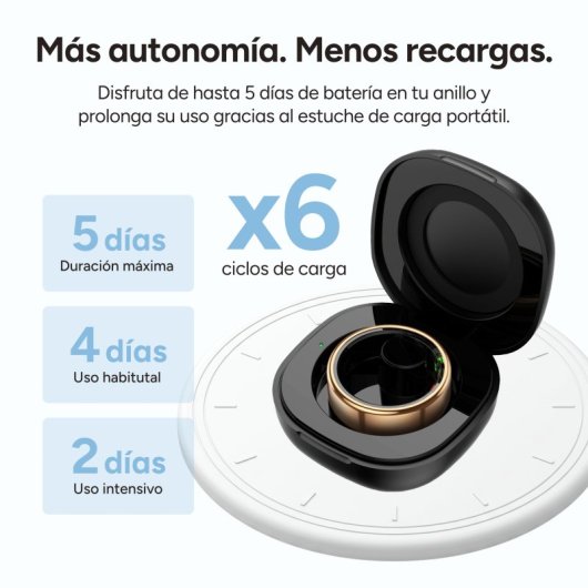 Ksix Saturn Smart Ring, taglia XL, 3 giorni di auto, attività e salute, monitoraggio del sonno, 5 ATM, argento