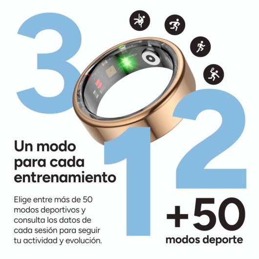 Ksix Saturn Smart Ring, taglia XL, 3 giorni di auto, attività e salute, monitoraggio del sonno, 5 ATM, argento