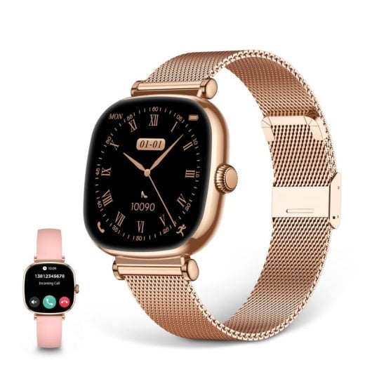 Ksix Smartwatch Iria AMOLED 1.7 2 Correas Metal y Siliciona Modo Deporte y Aalud Rosa