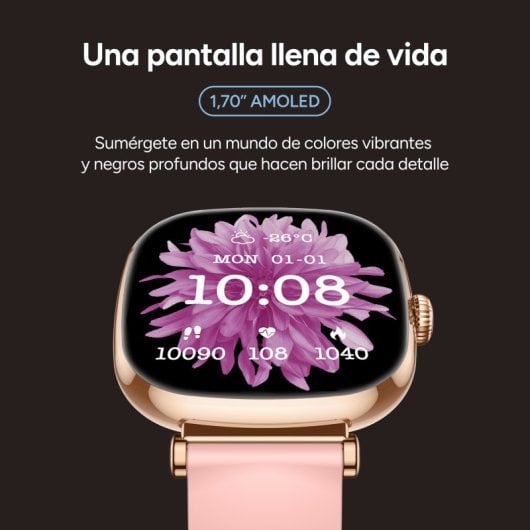 Ksix Smartwatch Iria AMOLED 1.7 2 Correas Metal y Siliciona Modo Deporte y Aalud Rosa