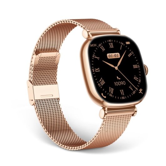 Ksix Smartwatch Iria AMOLED 1.7 2 Correas Metal y Siliciona Modo Deporte y Aalud Rosa