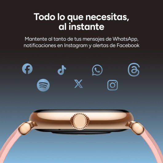 Ksix Smartwatch Iria AMOLED 1.7 2 Correas Metal y Siliciona Modo Deporte y Aalud Rosa