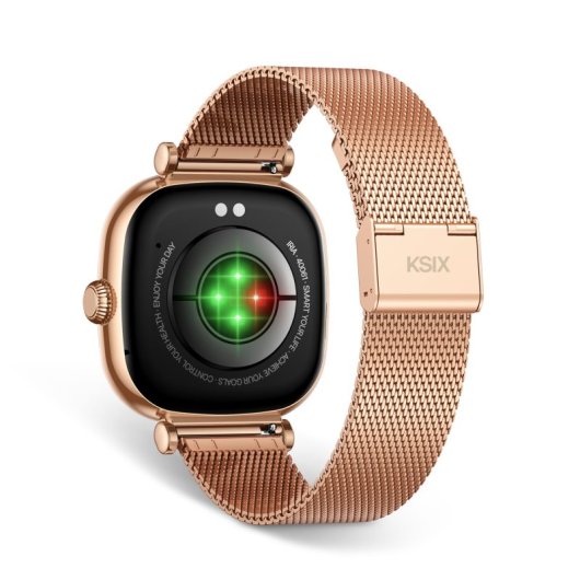Ksix Smartwatch Iria AMOLED 1.7 2 Correas Metal y Siliciona Modo Deporte y Aalud Rosa