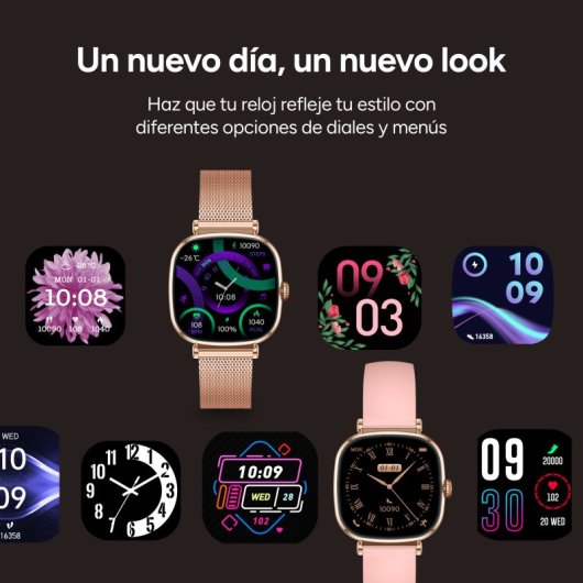 Ksix Smartwatch Iria AMOLED 1.7 2 Correas Metal y Siliciona Modo Deporte y Aalud Rosa