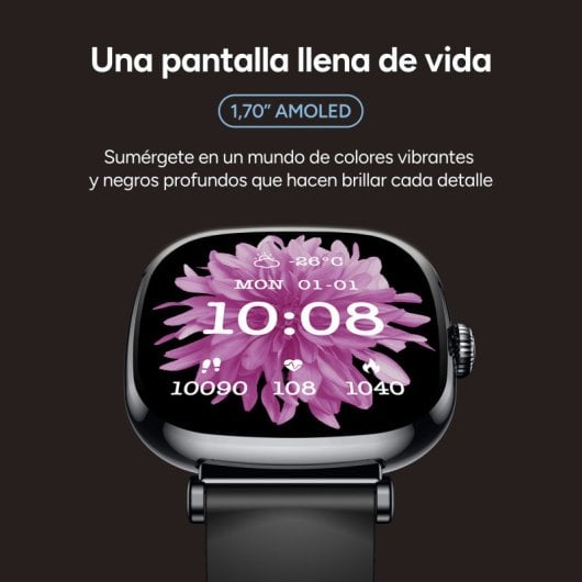Ksix Smartwatch Iria AMOLED 1.7 2 Correas Metal y Silicona Modo Deporte y Salud Negro