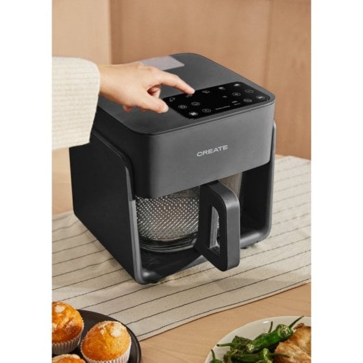 Create Air Fryer Mist Freidora De Aire De Cristal Con Vaporizador  4.2L 1300W Negro