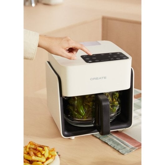 Create Air Fryer Mist Freidora De Aire De Cristal Con Vaporizador 4.2L 1300W Blanco