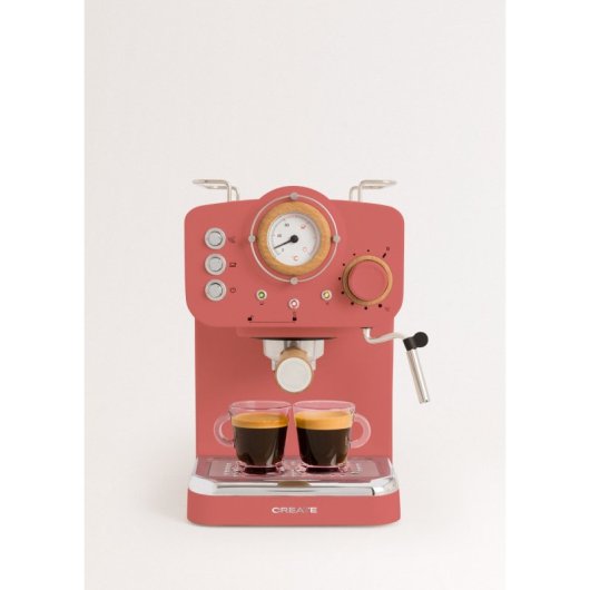 Create Thera Retro Cafetera Express Semiautomática Café Molido Y Monodosis 1,25L 1100W Naranja