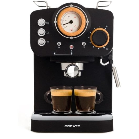 Create Thera Retro Cafetera Express Semiautomática Café Molido Y Monodosis 1,25L 1100W Negro