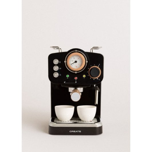 Create Thera Retro Cafetera Express Semiautomática Café Molido Y Monodosis 1,25L 1100W Negro