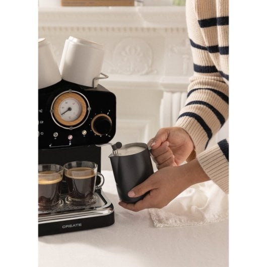 Create Thera Retro Cafetera Express Semiautomática Café Molido Y Monodosis 1,25L 1100W Negro