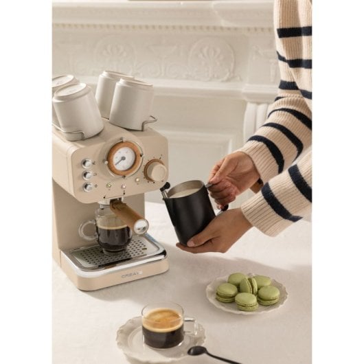 Create Thera Retro Cafetera Express Semiautomática Café Molido Y Monodosis 1,25L 1100W Beige
