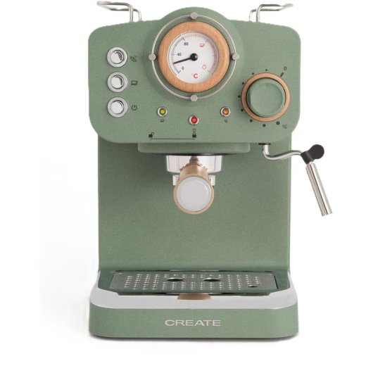 Create Thera Retro Cafetera Express Semiautomática Café Molido Y Monodosis 1,25L 1100W Verde