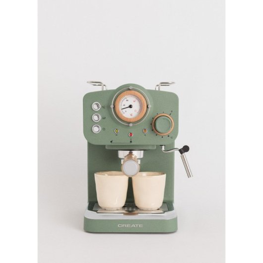 Create Thera Retro Cafetera Express Semiautomática Café Molido Y Monodosis 1,25L 1100W Verde