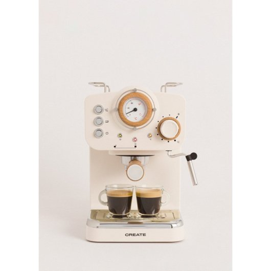 Create Thera Retro Cafetera Express Semiautomática Café Molido Y Monodosis 1,25L 1100W Blanco