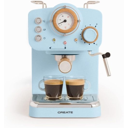Create Thera Retro Cafetera Express Semiautomática Café Molido Y Monodosis 1,25L 1100W Azul