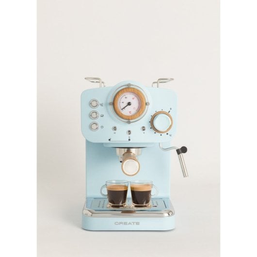 Create Thera Retro Cafetera Express Semiautomática Café Molido Y Monodosis 1,25L 1100W Azul