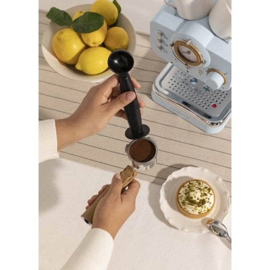 Create Thera Retro Cafetera Express Semiautomática Café Molido Y Monodosis 1,25L 1100W Azul