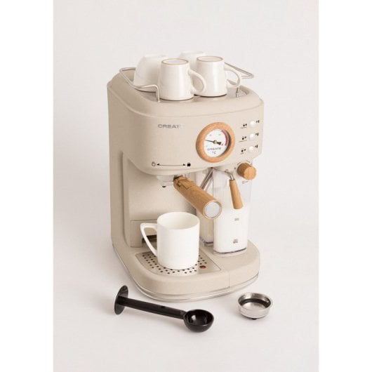 Create Thera Retro Pro Cafetera Express Semiautomática Depósito Café Molido1250W Beige